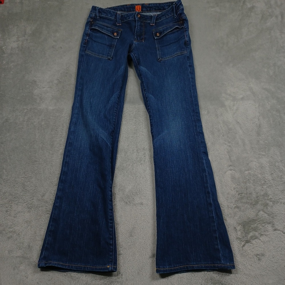 Vintage‎ U Jeans Womens 27 Blue Denim Flared Patch Pockets Preppy Y2K